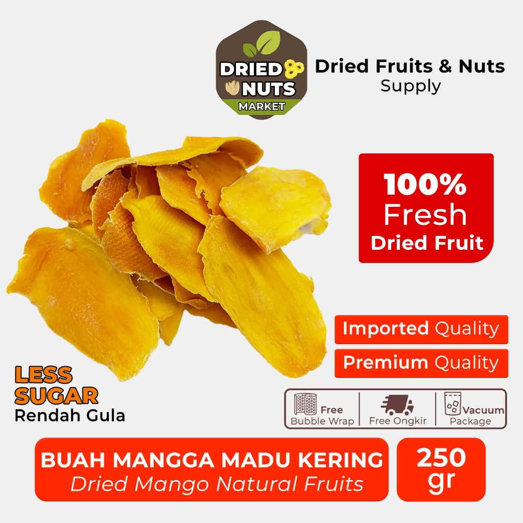 

Mangga Natural Kering Thailand Premium 250gr | Dried Mango Fruits Thailand