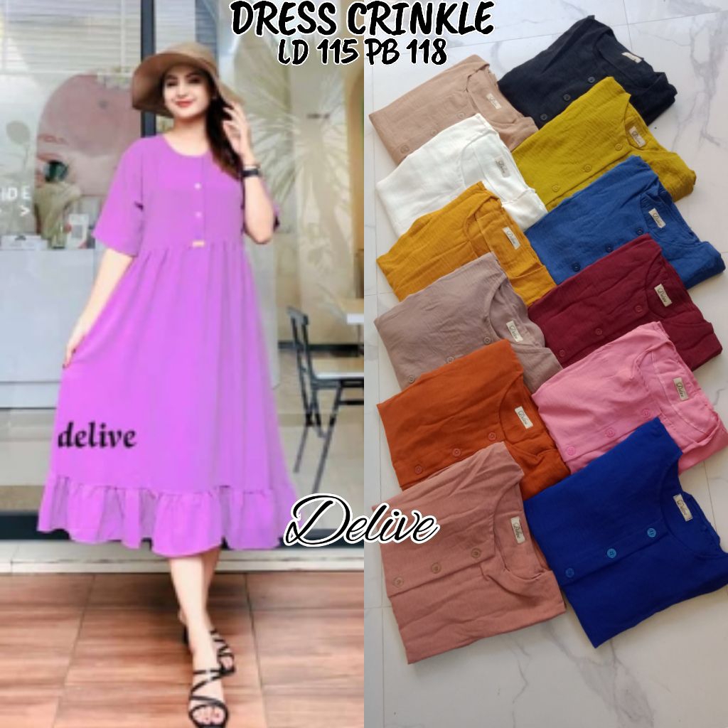Dress crinkle //Dress lengan pendek//homey dress rayon