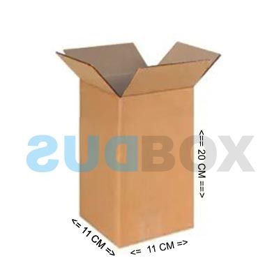 

Kardus karton box dus ukuran luar 11x11x20 cm bahan single wall