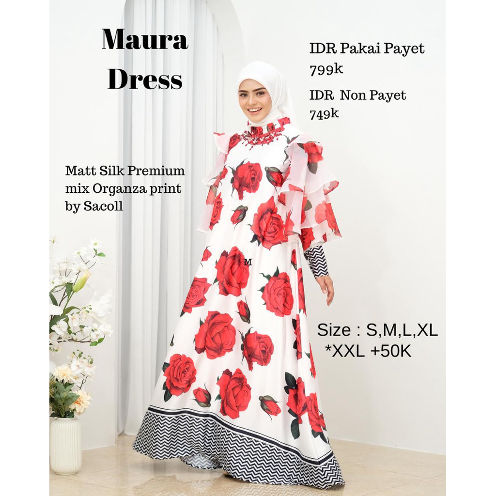 Maura Dress By Sacoll Silk Premium / Gamis Mewah / Gamis Kondangan By Sacoll