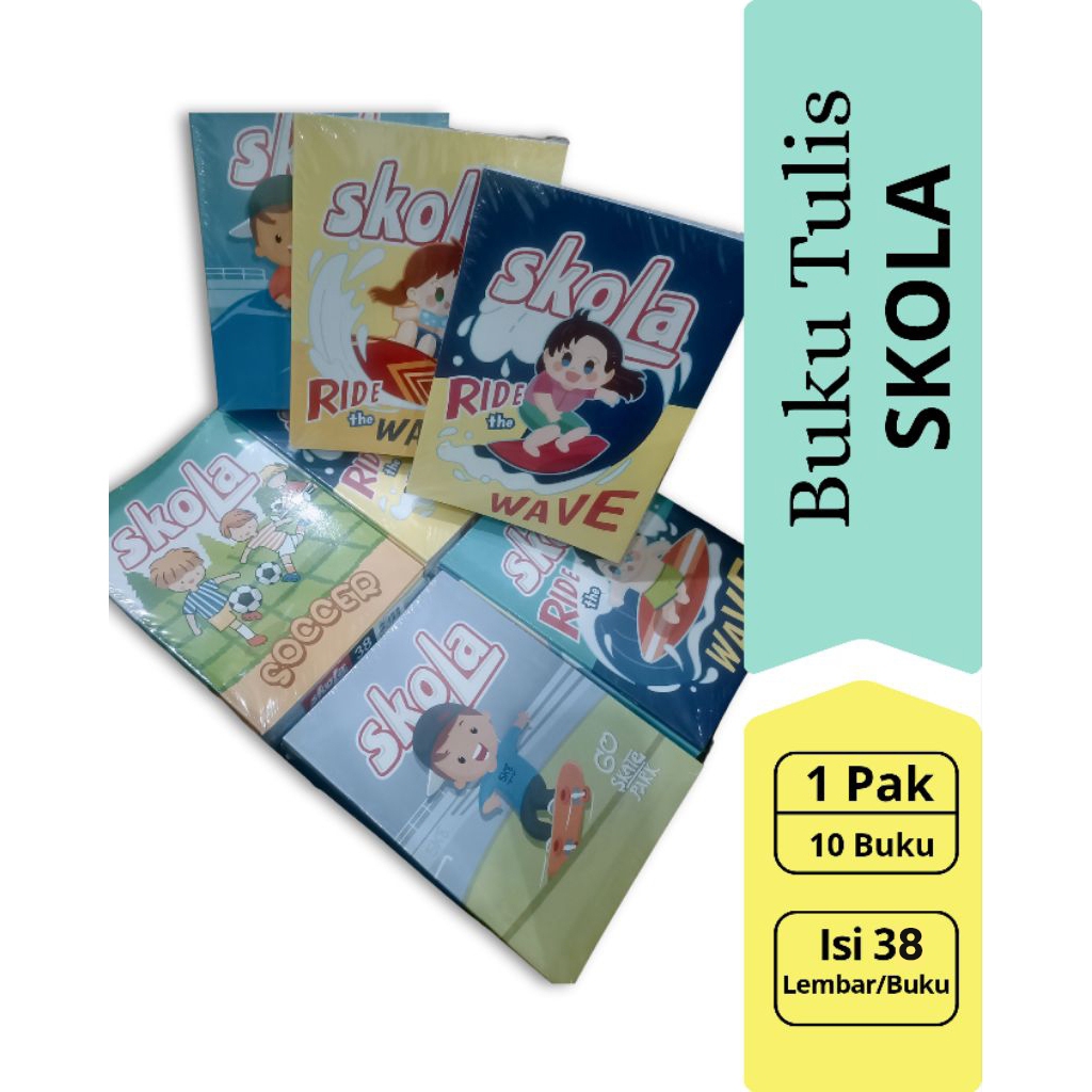 

(1 PACK / 10 BUKU) Buku Tulis Isi 38 Lembar Merek SKOLA
