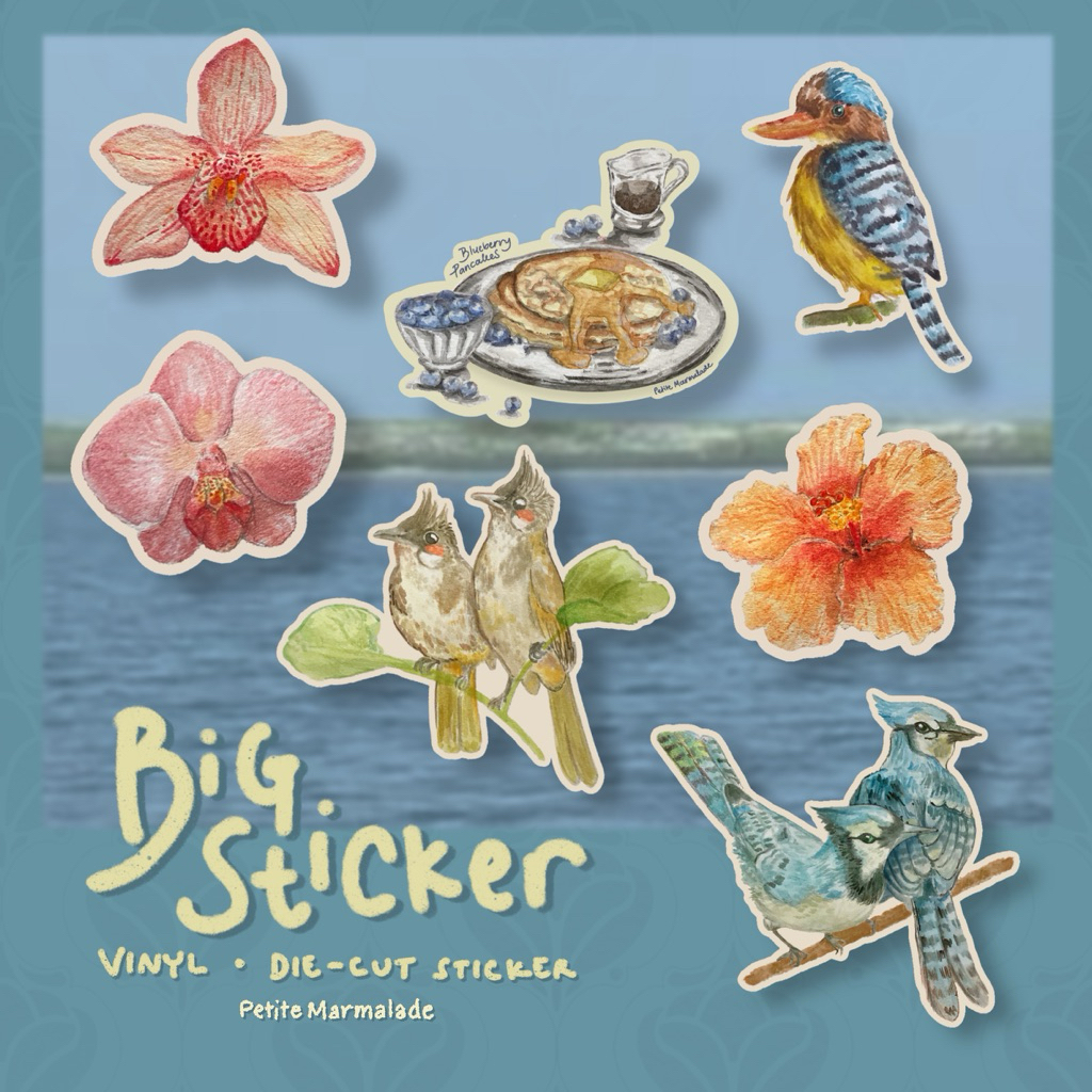 

[Petite Marmalade] Big Sticker [Watercolor] - single sticker