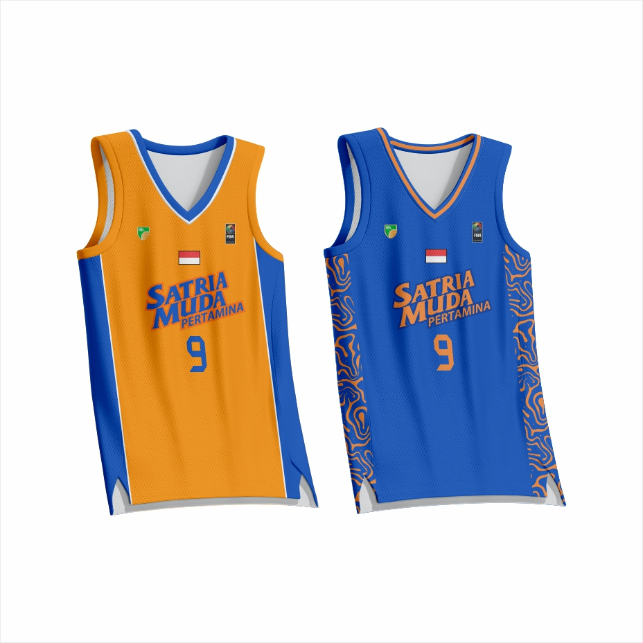 JERSEY BASKET IBL SATRIA MUDA PERTAMINA FREE NAME SET FULL PRINTING