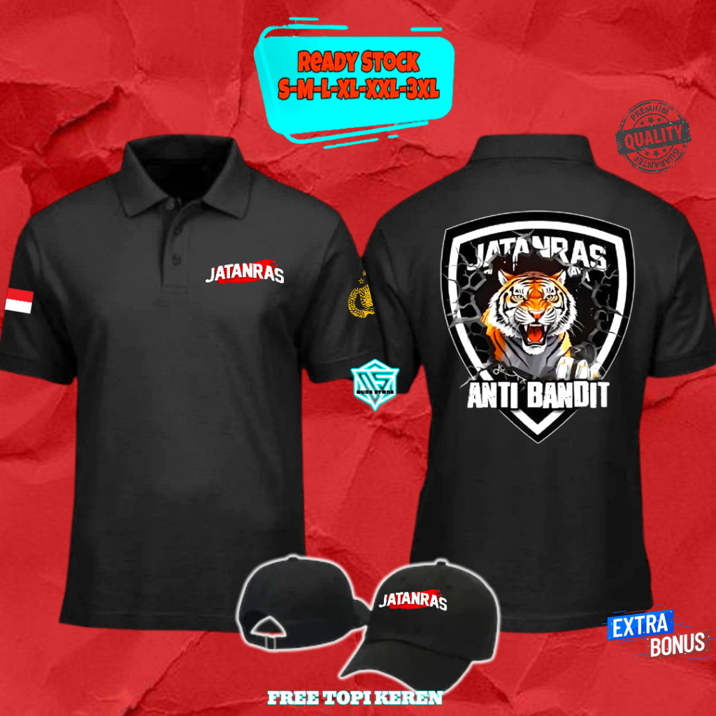 DUDESTORE CLTHING DISTRO POLOSHIRT JATANRAS ANTI BANDIT DESIGN SIMPLE CASUAL BAHAN ADEM FREE TOPI KE
