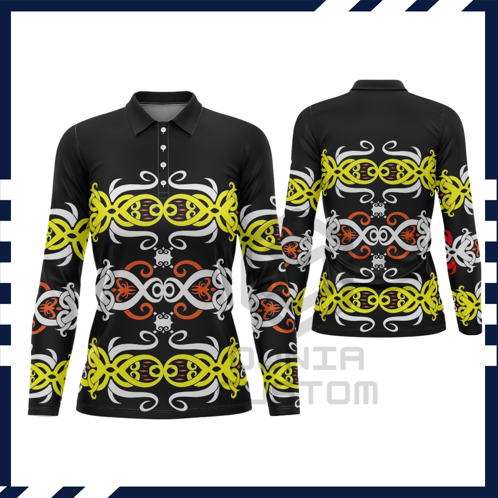 Baju Batik Dayak Kalimantan Wanita Lengan Panjang | Baju Pria Motif Batik Dayak | Kaos Polo Batik