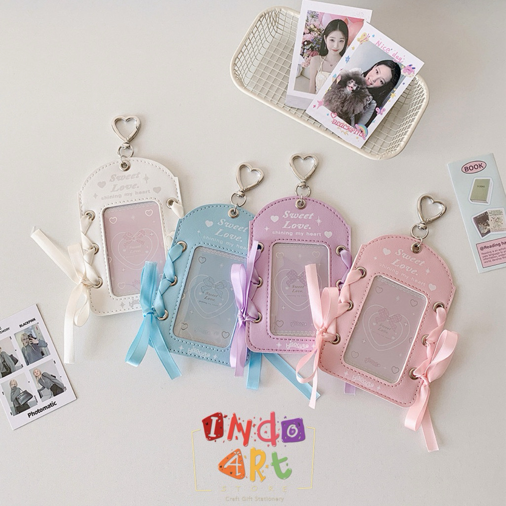 

(IAS) Hisocute - Pouch Card Holder Key Chain Leather Photo Card Kpop Idol Pastel Cute Aesthetic Kolbuk