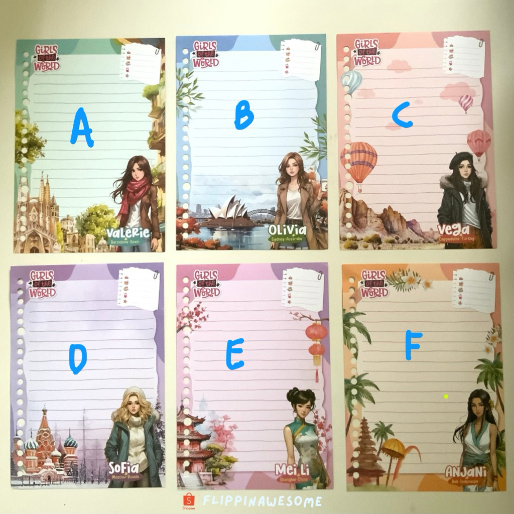 

[per lembar] grup6 - Isi binder harvest jadul kolektor loose leaf A5 / Girls over the World Harvest