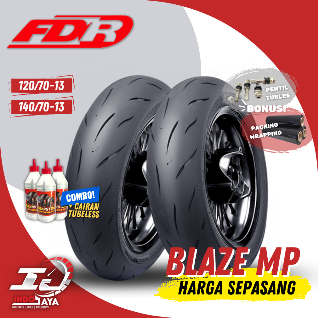 [HARGA SEPASANG] BAN LUAR TUBELESS FDR BLAZE MP ROAD (120/70-13 / 140/70-13) BAN FDR ULTIMATE / BAN 