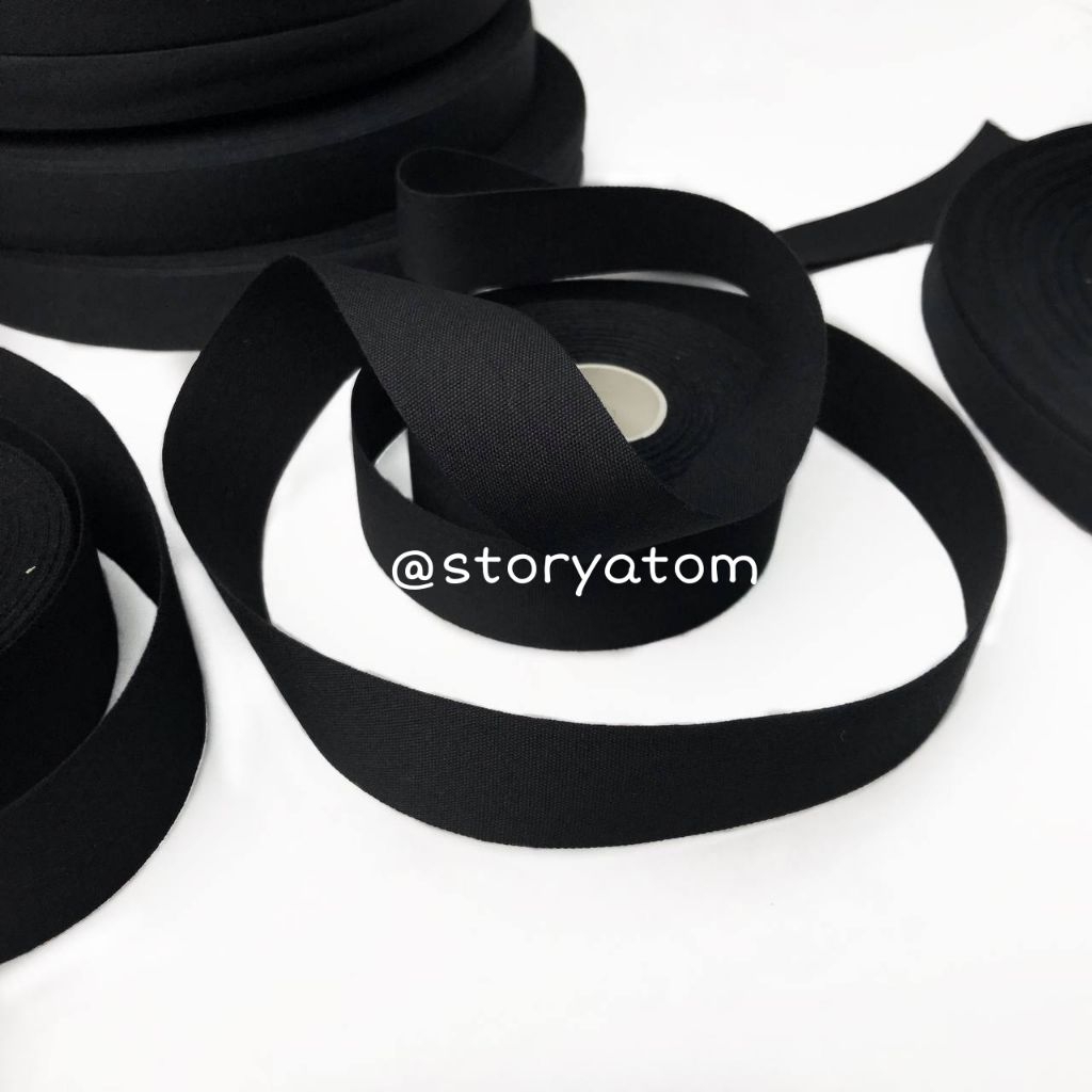 PER 10 METER - LABEL PITA KATUN POLOS HITAM / PITA KATUN HITAM / PITA KATUN POLOS / PITA KATUN PREMI