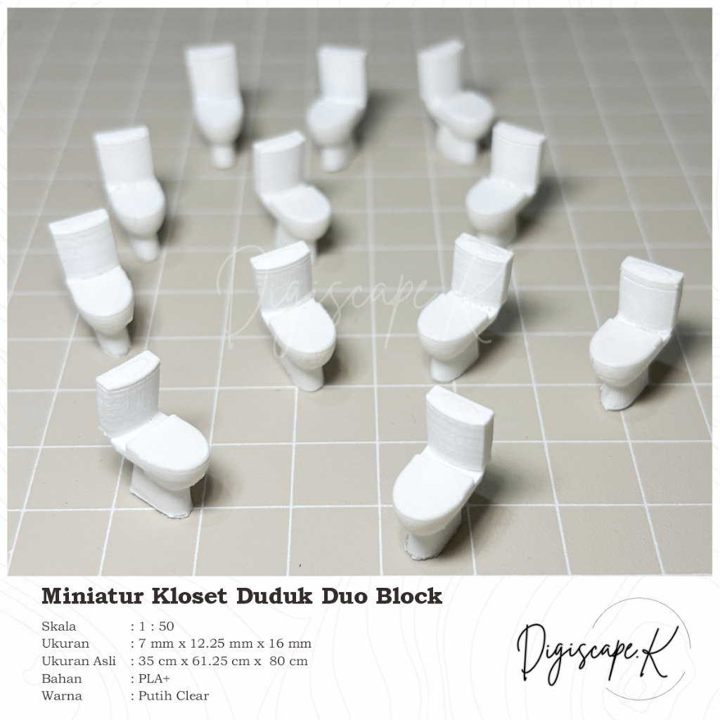 Miniatur Diorama Maket Toilet Closet Kloset WC Duduk Model Duo Block