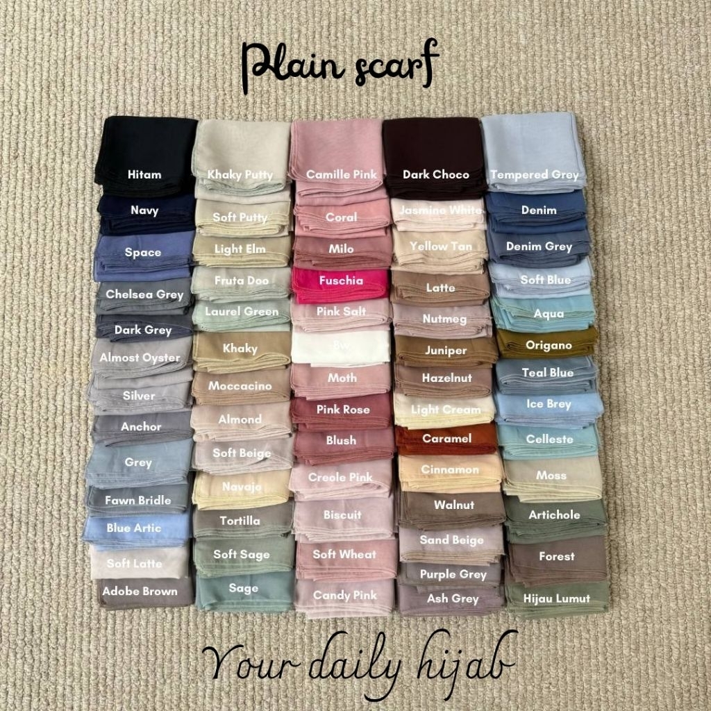 AILA HIJAB-PLAIN SCARF PART 1 (hijab segiempat malay 2 oval pollycotton bella square premium jahit t