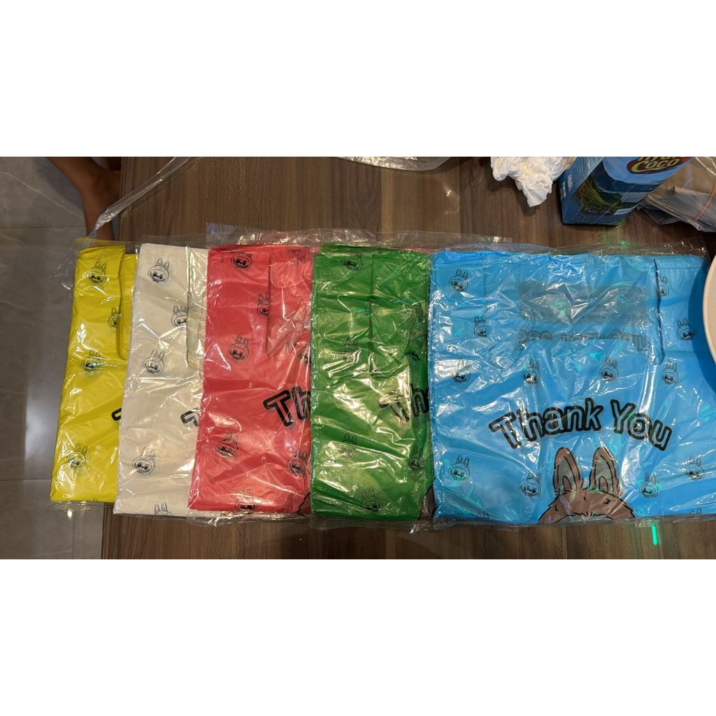 [25Lbr] 1 Pack Plastik Kresek / Kantong Plastik / Plastik Berkat Uk. 28 Thank you Labubu Warna Acak