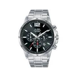 Jam Tangan Pria Alba Classic AT3E81 AT3E81X1 Strap Stainless Steel Silver Color Black Dial Garansi r