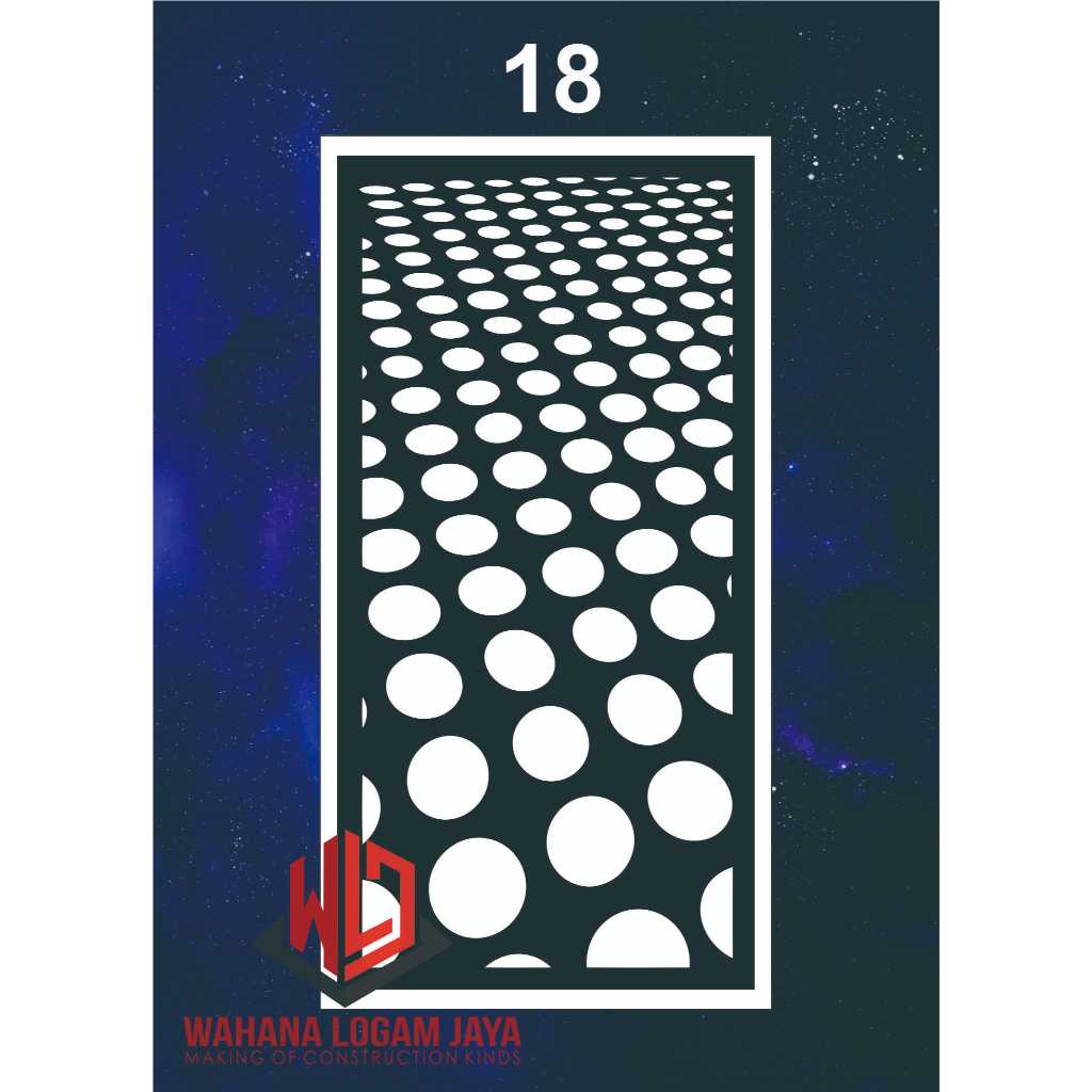 PARTISI PENYEKAT RUANGAN AESTHETIC - KRAWANGAN PLAT HITAM TEBAL 1MM - ORNAMEN MOTIF BULAT POLKADOT