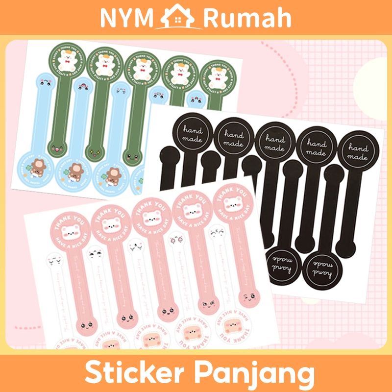 

NYM Rumah 100 Pcs Stiker Terima Kasih Bubuk Thank You Sticker Panjang Segel Makanan Seal Label Sticker Merah Merah muda/hijau/hitam