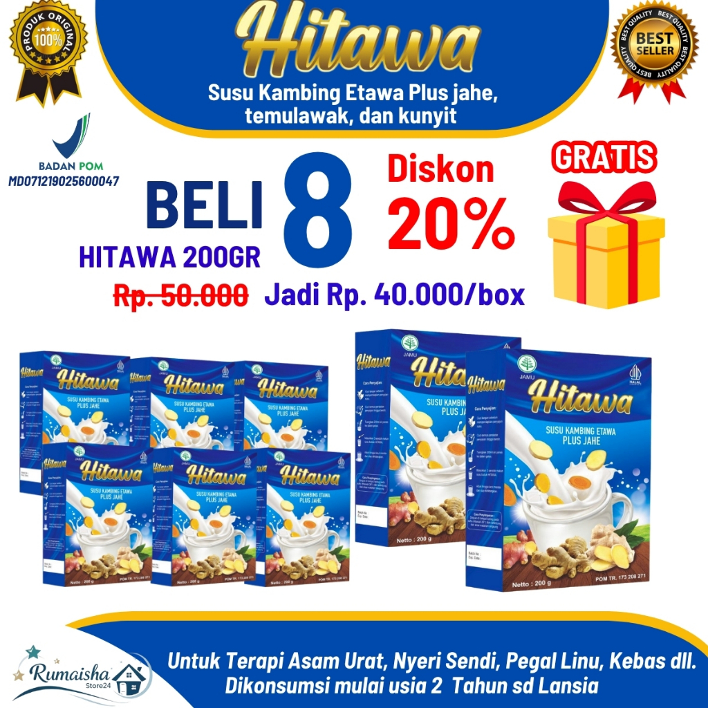 

[ Hemat 20% ] Hitawa 200gr – Susu Etawa Plus Herbal – Cocok untuk Tulang, Sendi, Saraf Kejepit