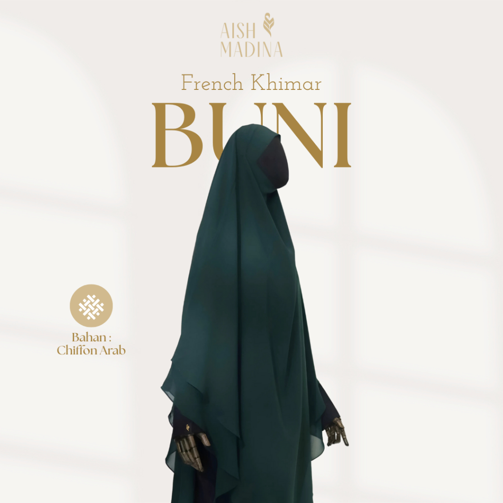 French Khimar Aishmadina FK Buni Double Layer Bahan Chiffon Arabian Series Hijab Umroh Premium