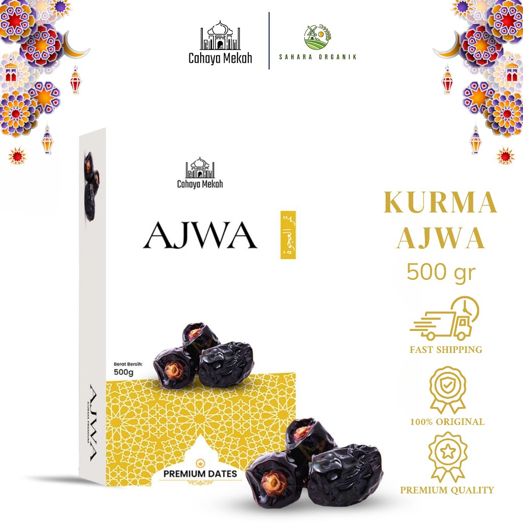 

Cahaya Mekah Kurma Ajwa Box 500gr Dates Nabi Original