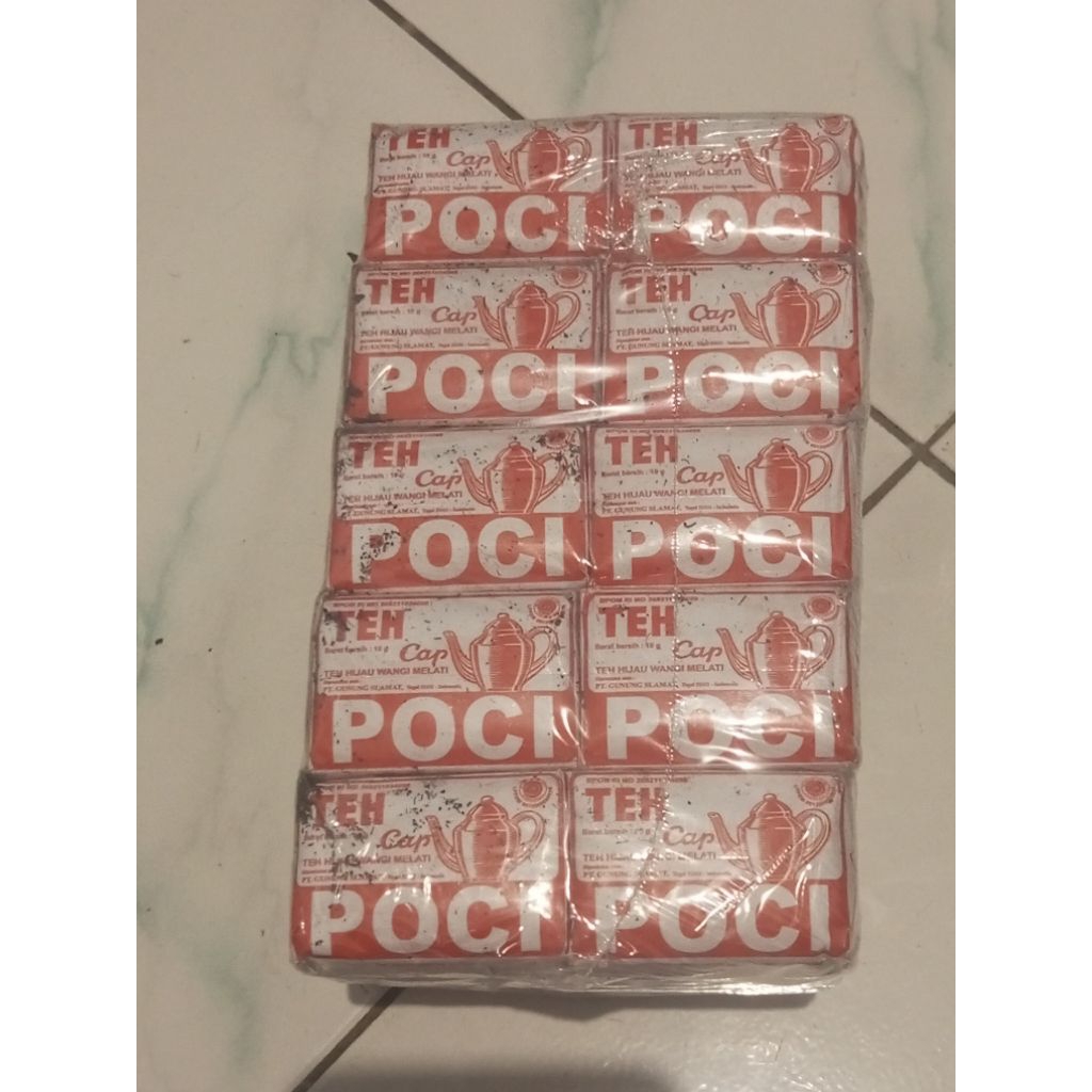 

teh tubruk poci merah putih teh hijau melati 1slop isi 50pcs@10gram