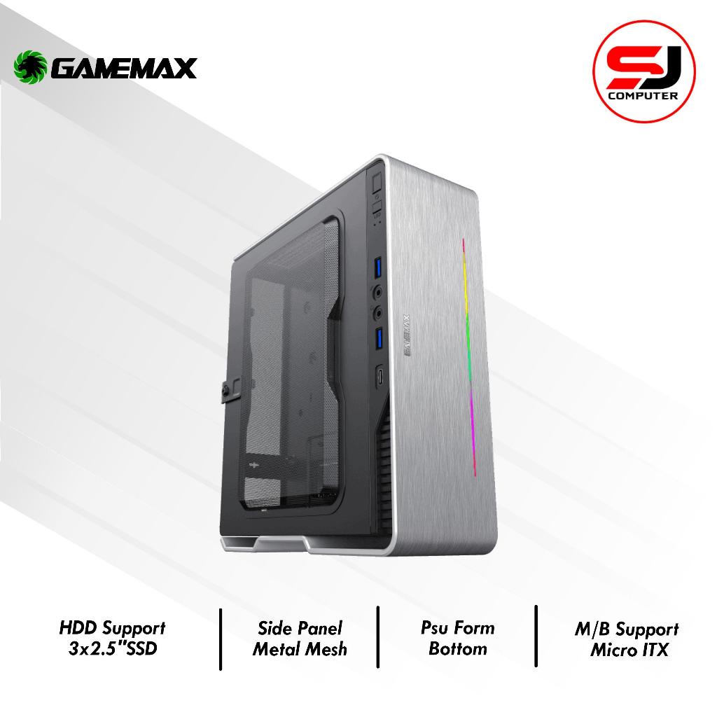 Gamemax Violin Silver | Black Ultra Slim - RGB Strip Mini-ITX Gaming Case