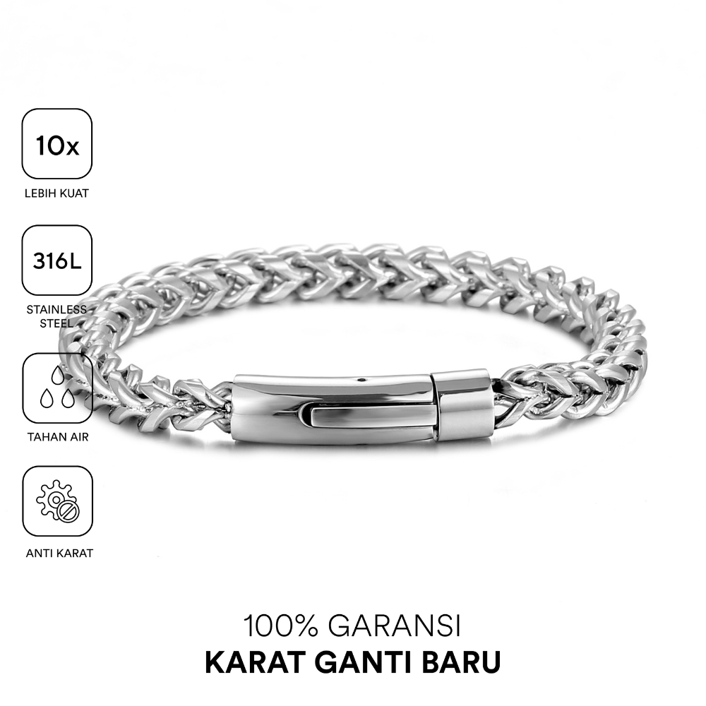 Gelang Thanos Stainless Bracelet Titanium  Anti Karat Pria Wanita Unisex Hitam Putih