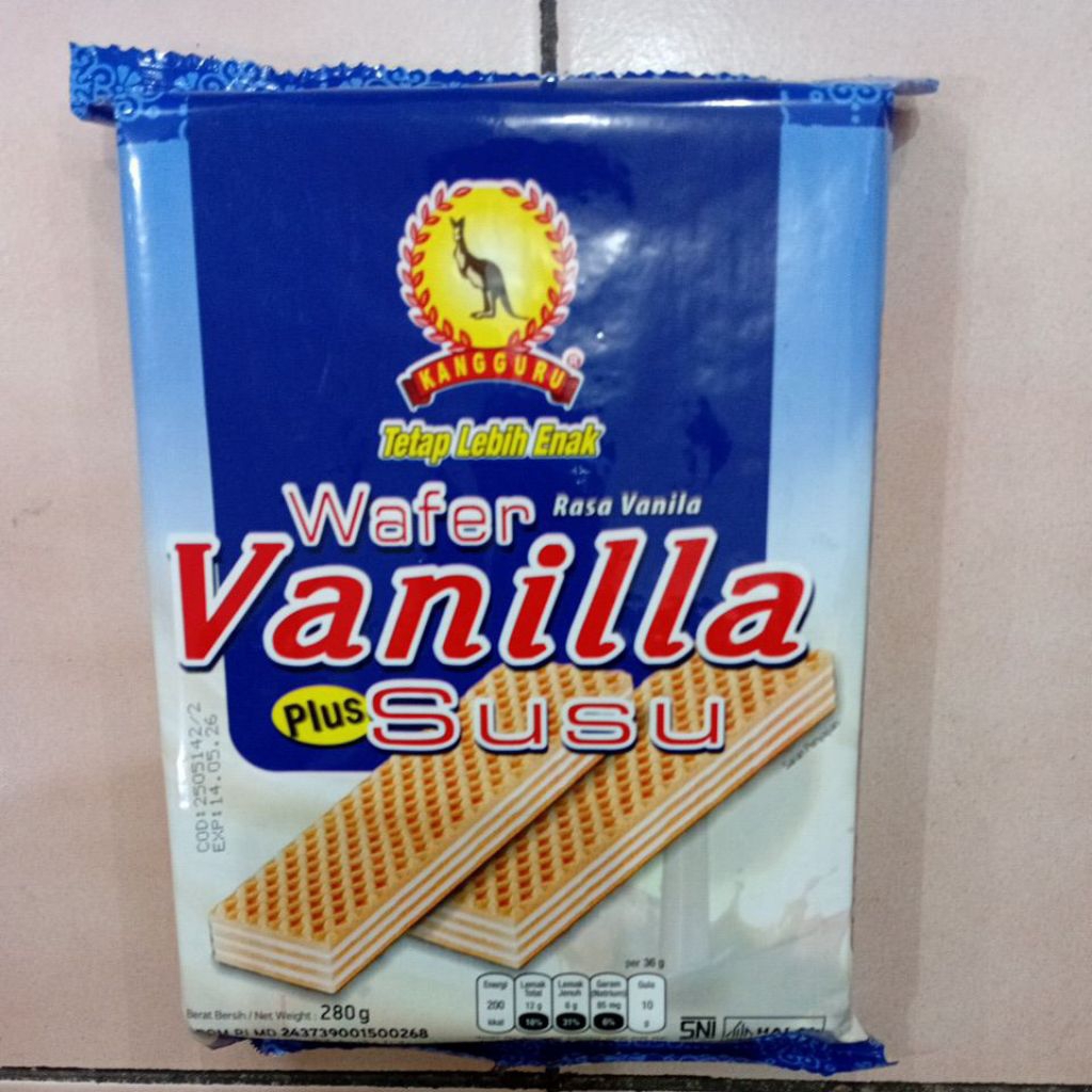

Kangguru Wafer Vanilla Susu 280gr 1 Bungkus