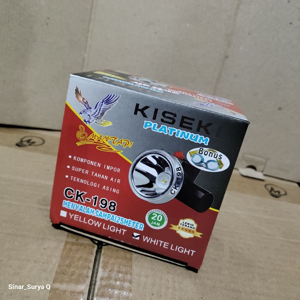 Senter Kepala Selam Kiseki Ck-198 Daya 15watt Cahay Putih Free Kaca Mata