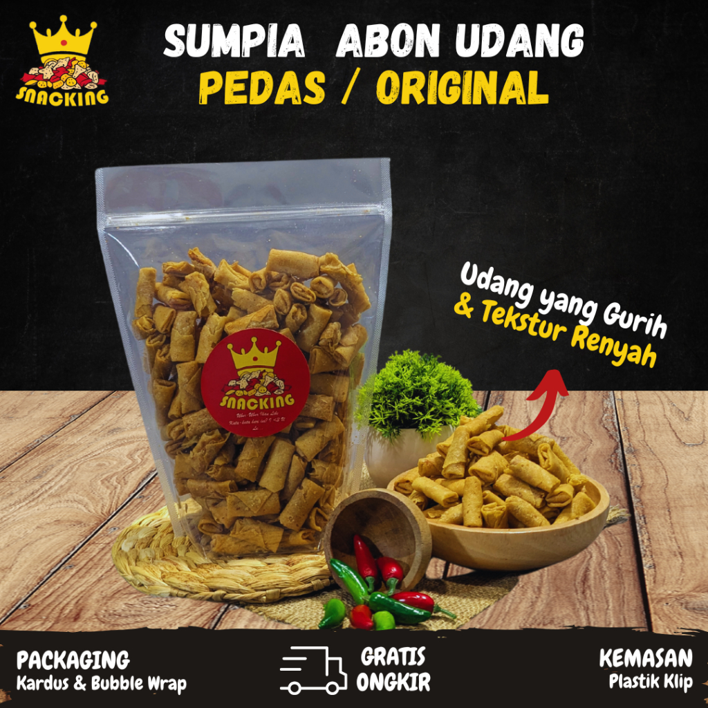 

Sumpia Abon Udang Super Rasa Original / Pedas Makanan Ringan Cemilan Snack Kiloan 250gr 150gr