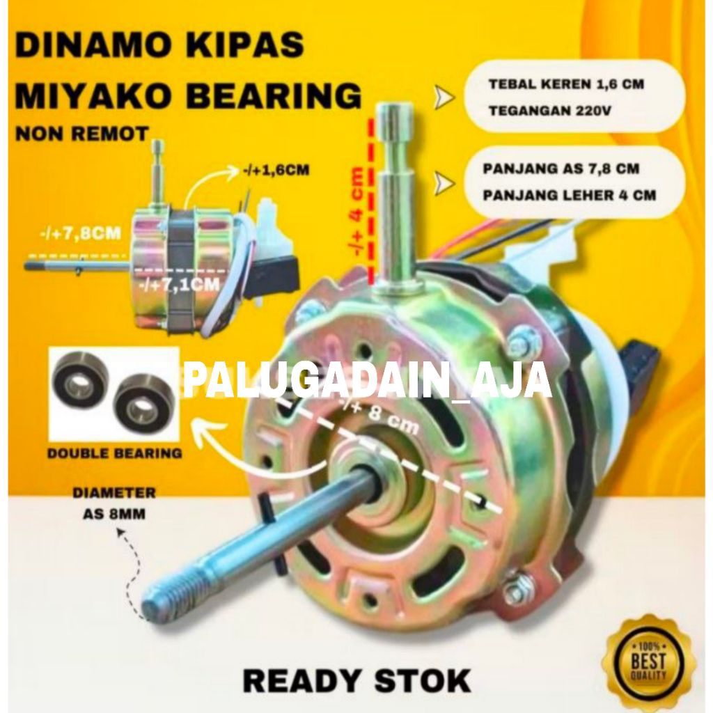 dinamo kipas angin miyako 12 14 16 18 inch double bearing standing duduk dinding berdiri
