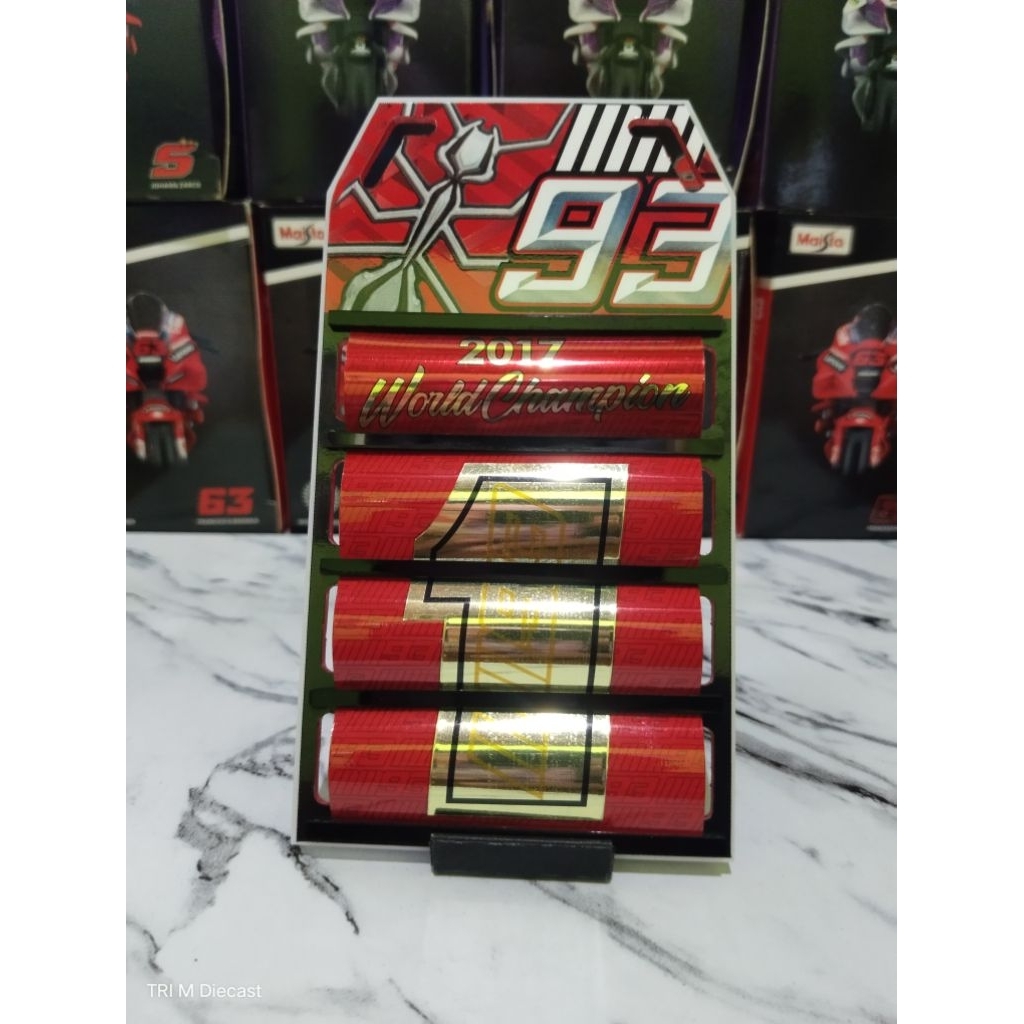 Miniatur pit board marc marquez world champion motogp 2017 skala 1:12