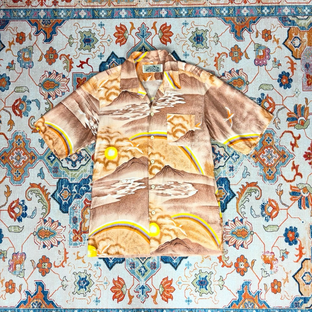 kemeja vintage open collar 90s