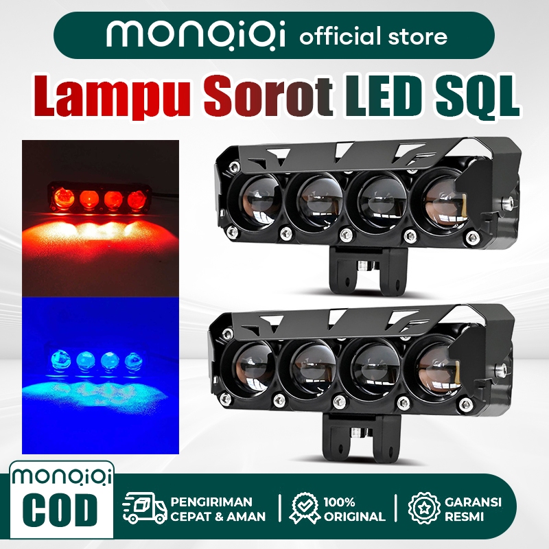 Monqiqi Lampu LED Motor Lampu Tembak LED 4 Mata/3Mata CR7 Series Original Dengan Topi Premium Full A