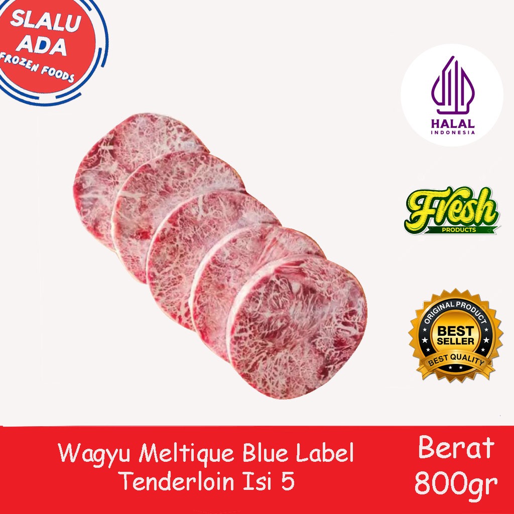 

Wagyu Meltique blue label tenderloin 800gr Isi 5pcs [halal]