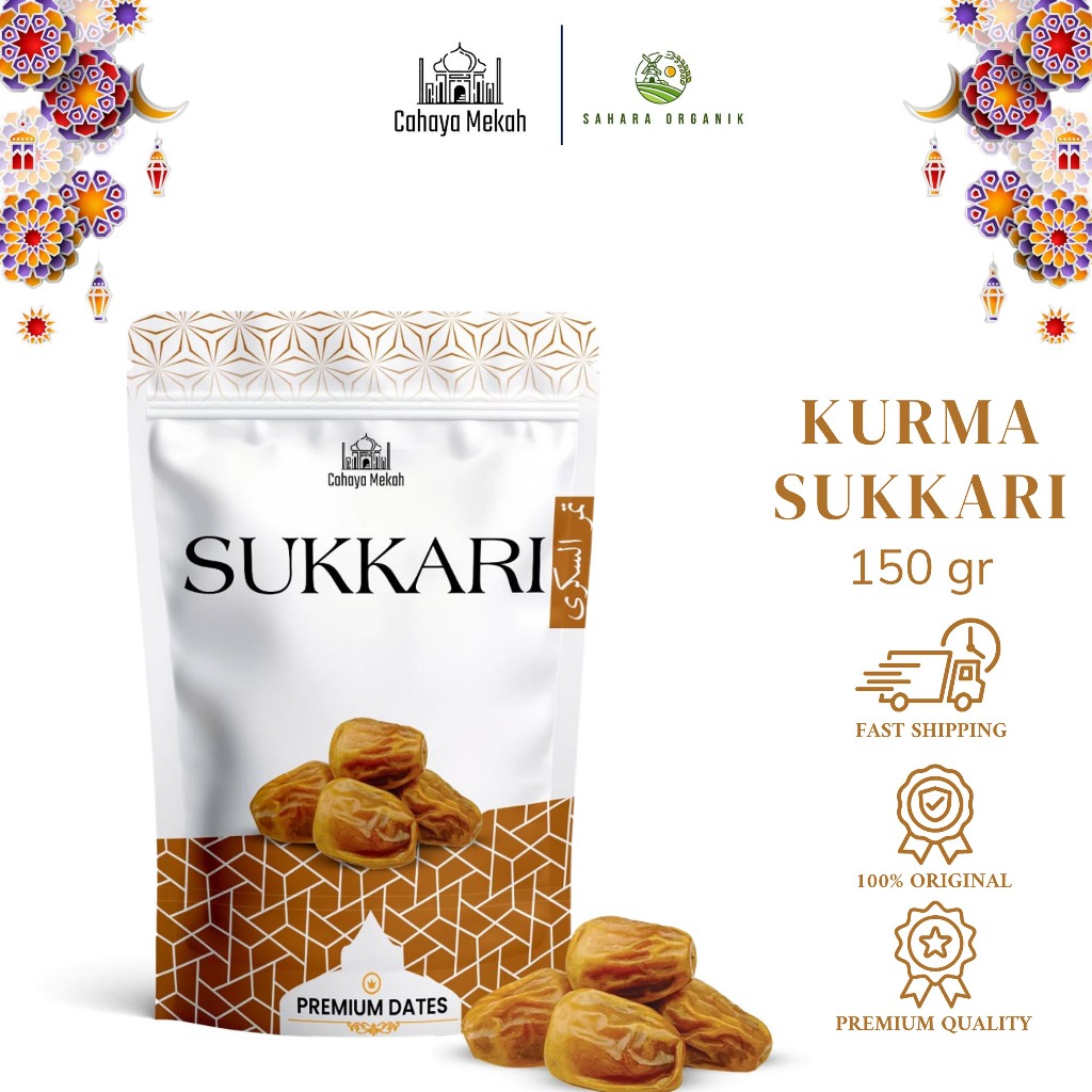 

Cahaya Mekah Kurma Sukkari 150 gram Manis Alami Lembut Segar 100% Asli Tanah Suci
