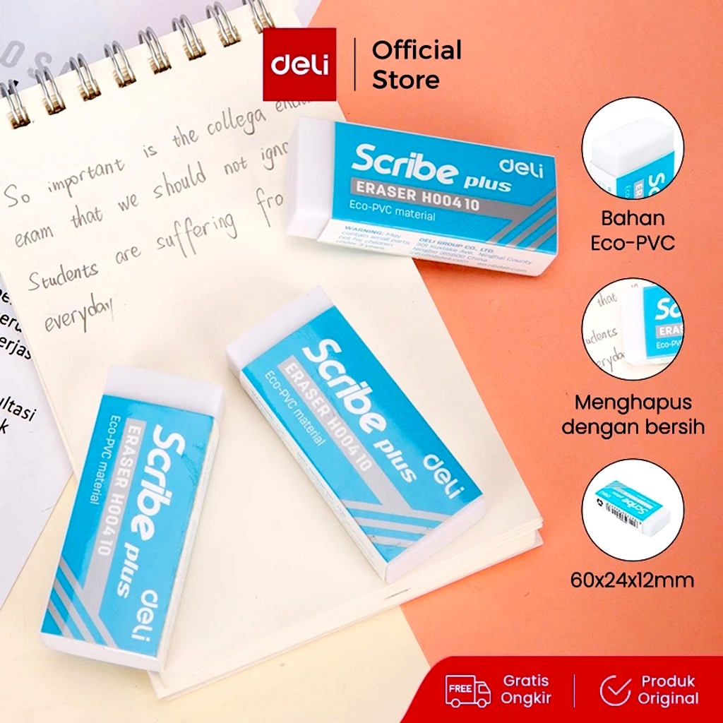 

Penghapus Pensil / Eraser DELI Tipe H00310/H00410 Scribe Plus (Eco-PVC Material) Cover Biru