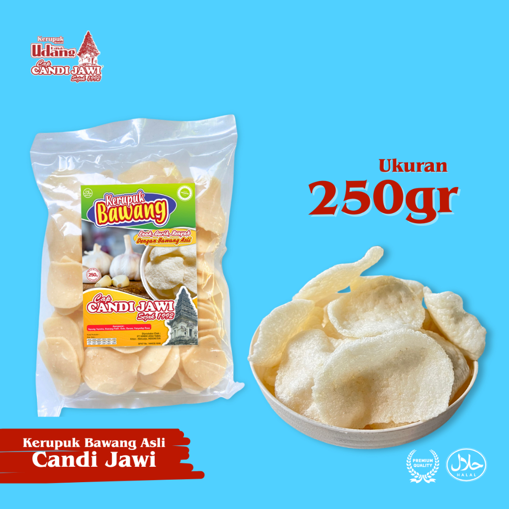 

Kerupuk Bawang Candi Jawi Ukuran 250gr 100% bawang asli Food, Camilan krupuk
