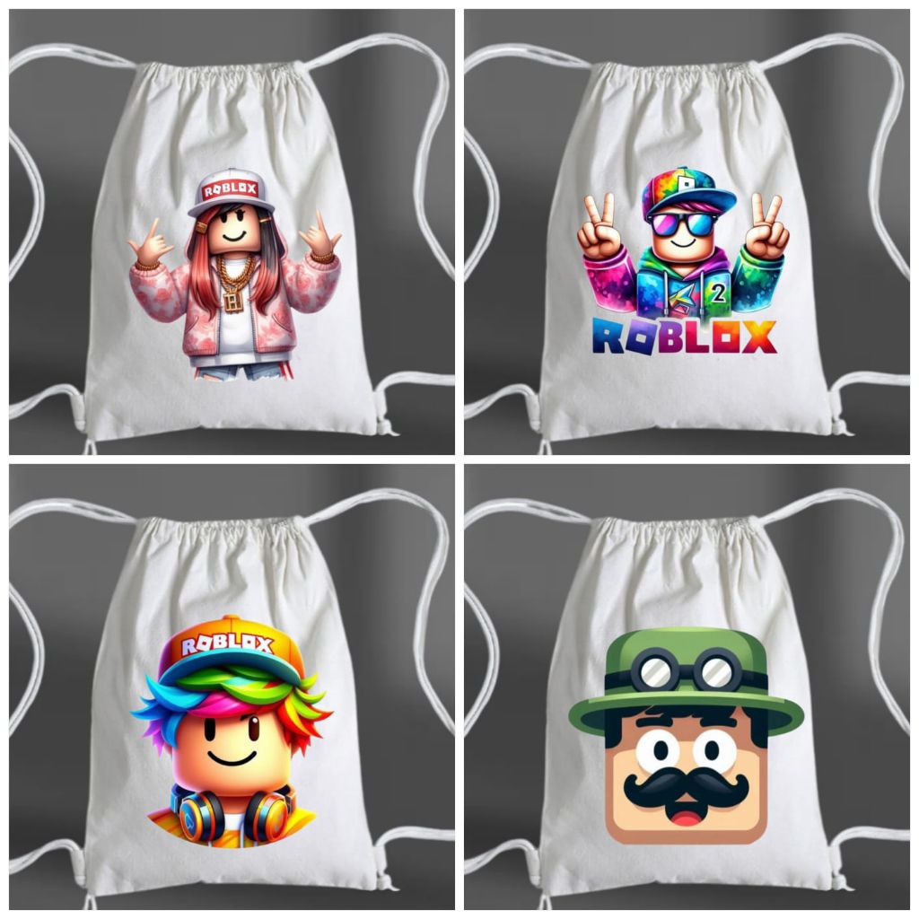 Tas serut game roblox/String bag/Tas serut gambar roblox kanvas premium/Tas sekolah/Tas olahraga/Tas