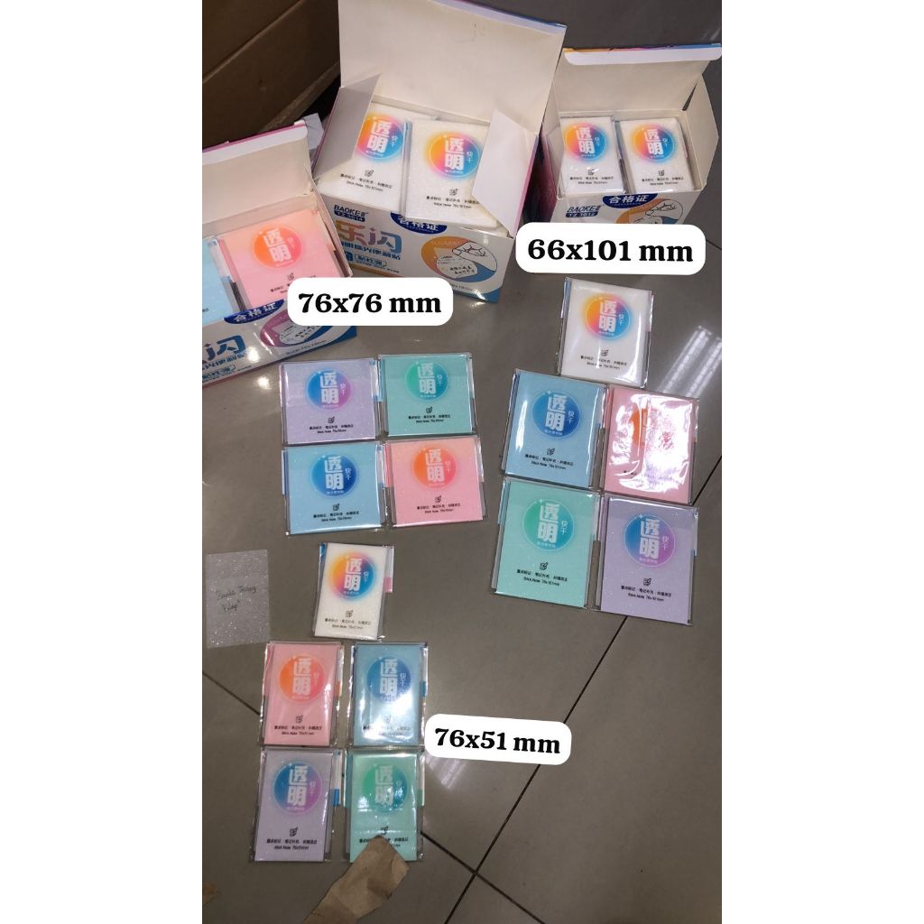 

sticky notes baoke transparant mutiara blink blink kilau isi 50 lembar ukuran 76 x 51 / 76 101 / 76 x 76