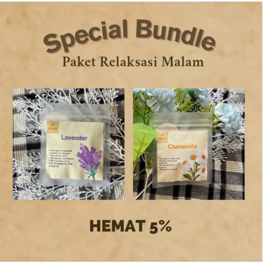 

florèa - Special Bundle Produk Flower Tea Lavender & Flower Tea Chamomile Teh bunga herbal Teh bunga alami Teh kesehatan sachet 5gr