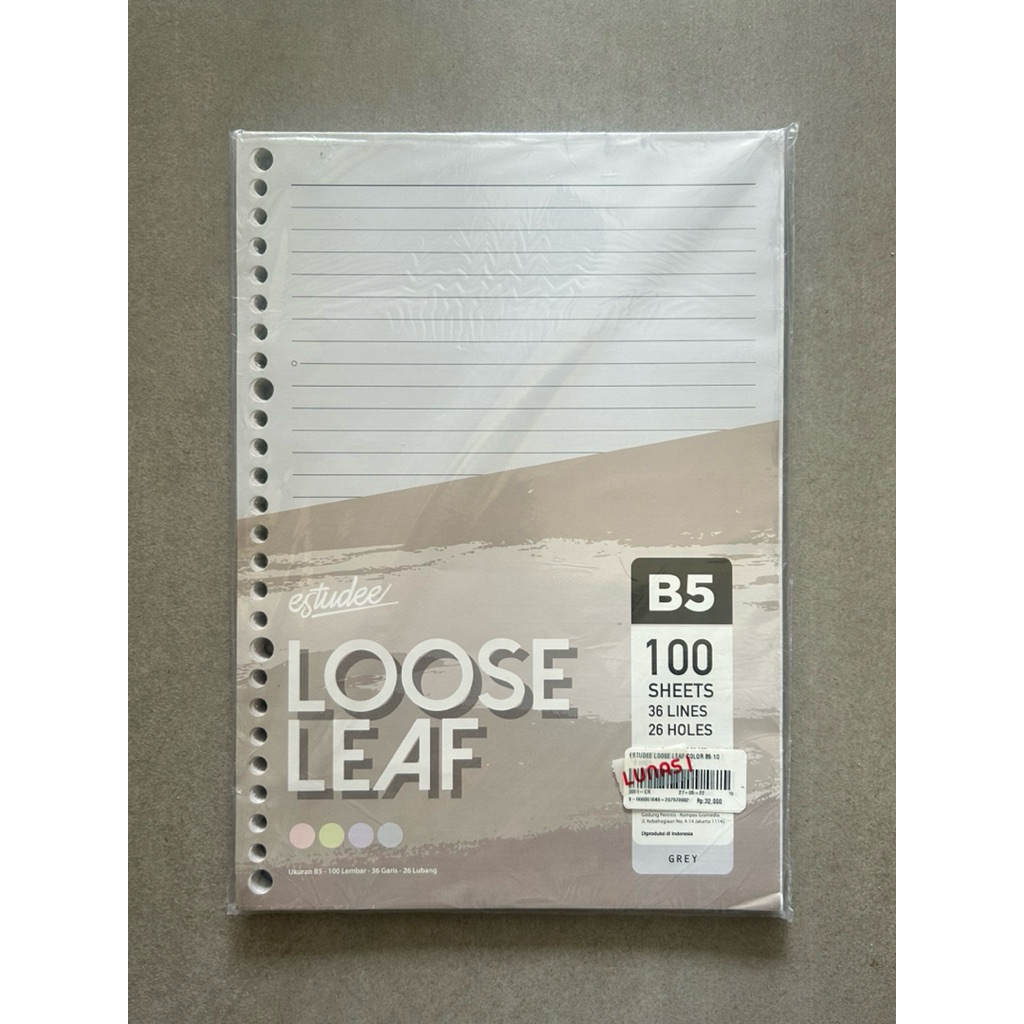 

ESTUDEE LOOSE LEAF GREY COLOR UKURAN B5