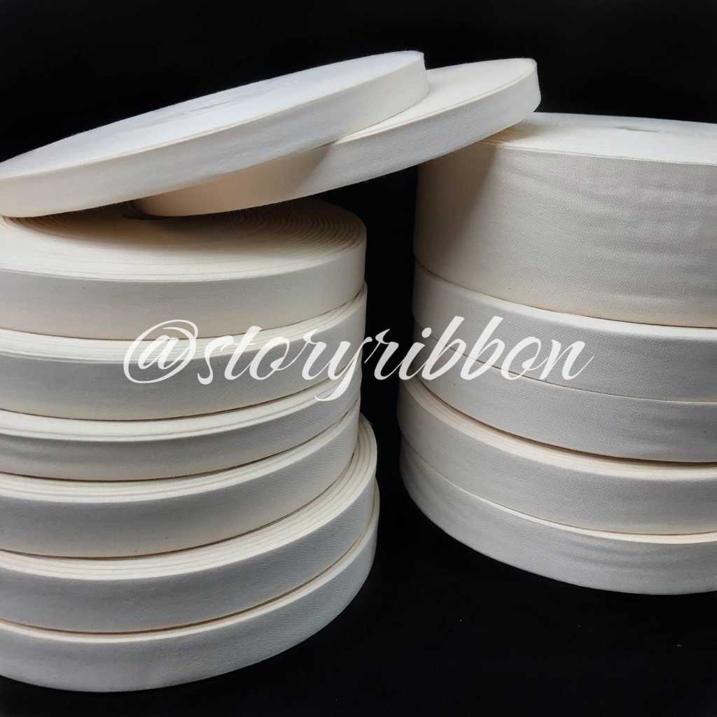 

10 METER - PITA LABEL KATUN POLOS CREAM / PITA KATUN IMPORT / PITA LABEL CREAM