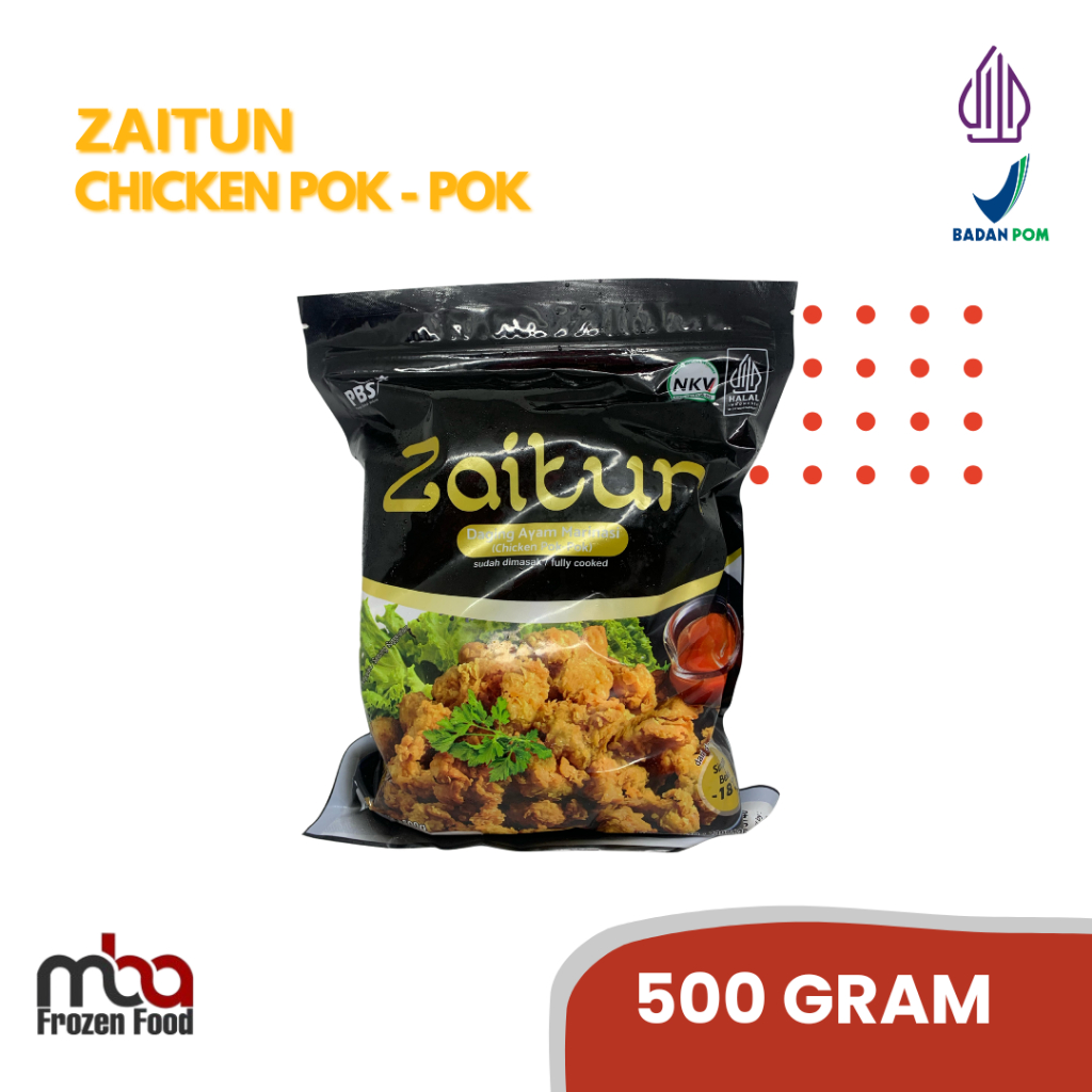 

Zaitun Chicken Pok - Pok / Ayam Pok - Pok /Nugget /AyamTepung /Frozenfood /Nugget Ayam /Makanan Siap Saji /Makanan Beku /Ayam Goreng /Beku /Ayam Beku