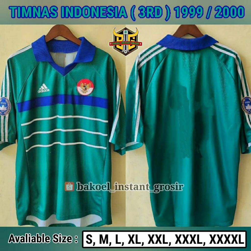 Jersey TIMNAS Indonesia THIRD Era 1999 / 2000 Hijau 3rd RETRO Full PRINTING atau BORDIR Remake Lokal