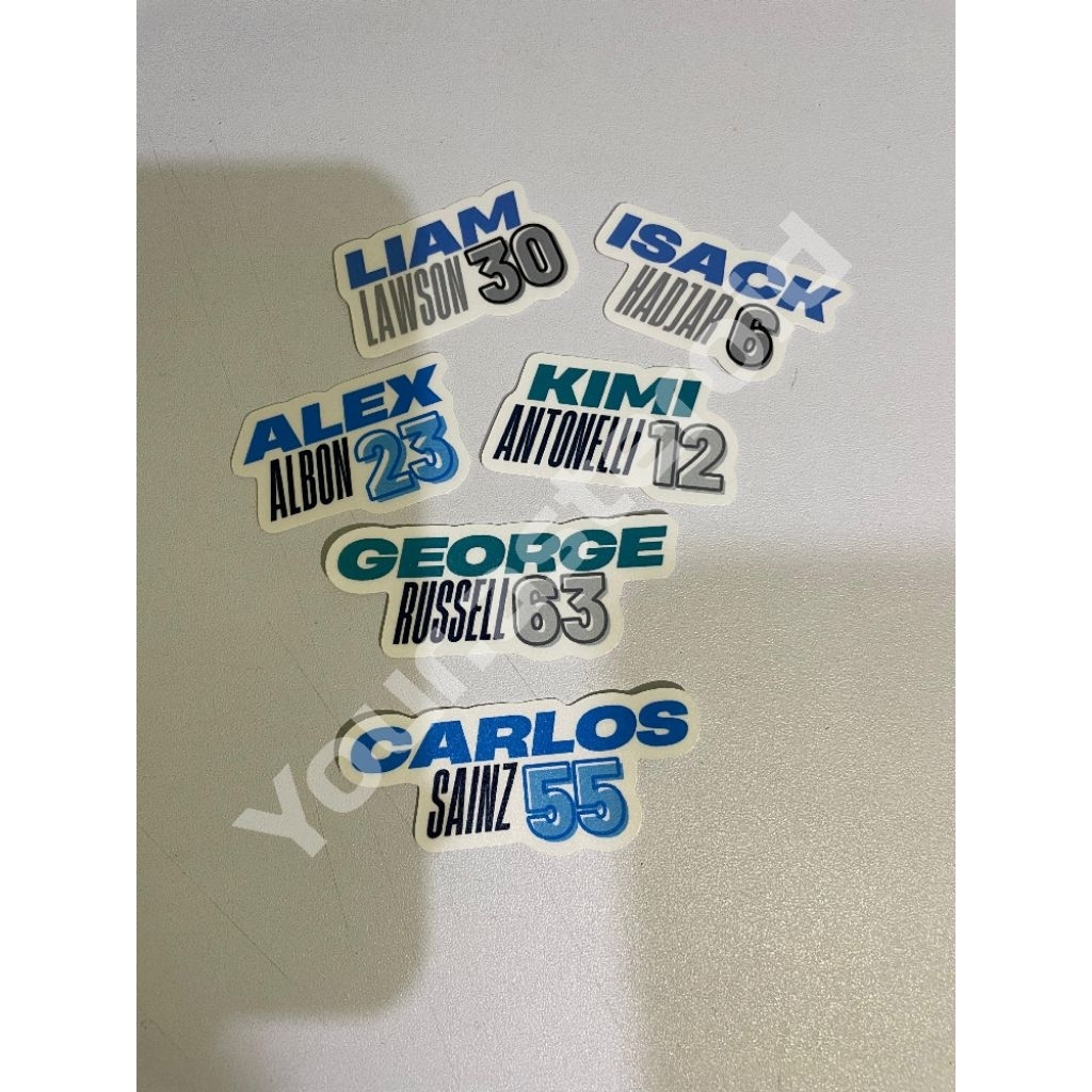 

STICKER NAMA DAN NOMOR DRIVER F1 MUSIM 2025