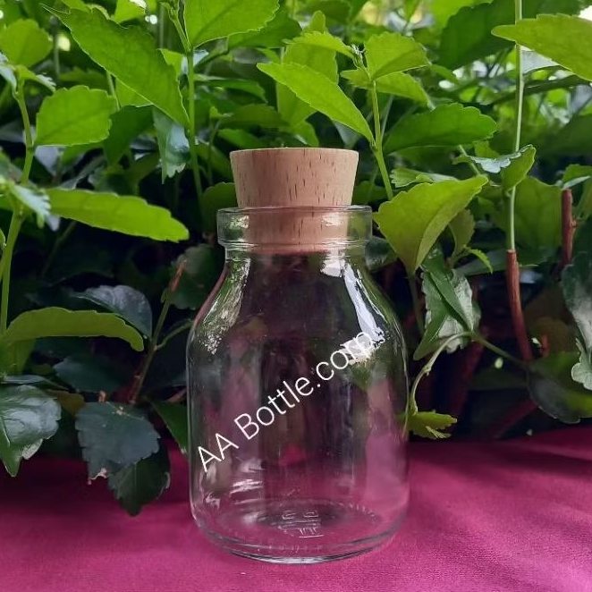 Botol kaca vial 50ML GEMOY Tutup kayu LUBANG BESAR 2,3CM