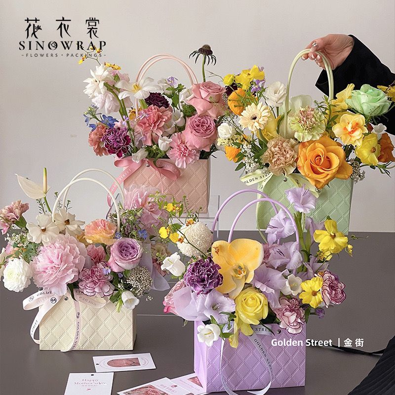 

[1pcs] Macaroon Flower Bag Emboss / BloomBox Tas Bunga Buket Hand Bag Paper Bag Gift Tas Hampers Motif