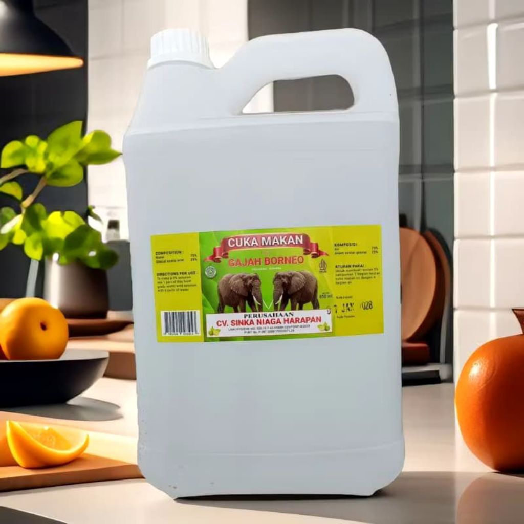 

cuka makan/dapur cap gajah borneo 5 liter kadar asam 25%