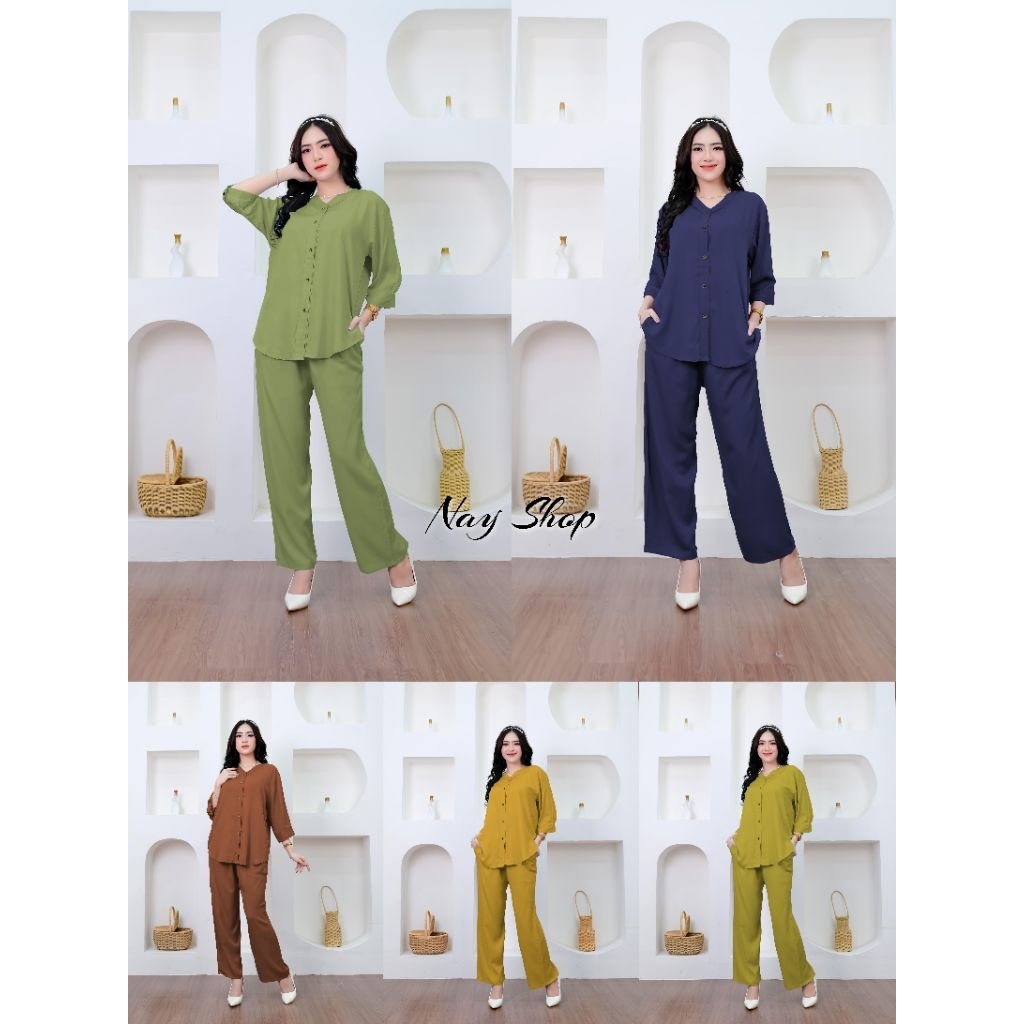 One Set Botega/Baju setelan Wanita Polos/Setelan Baju celana Panjang/Set wanita