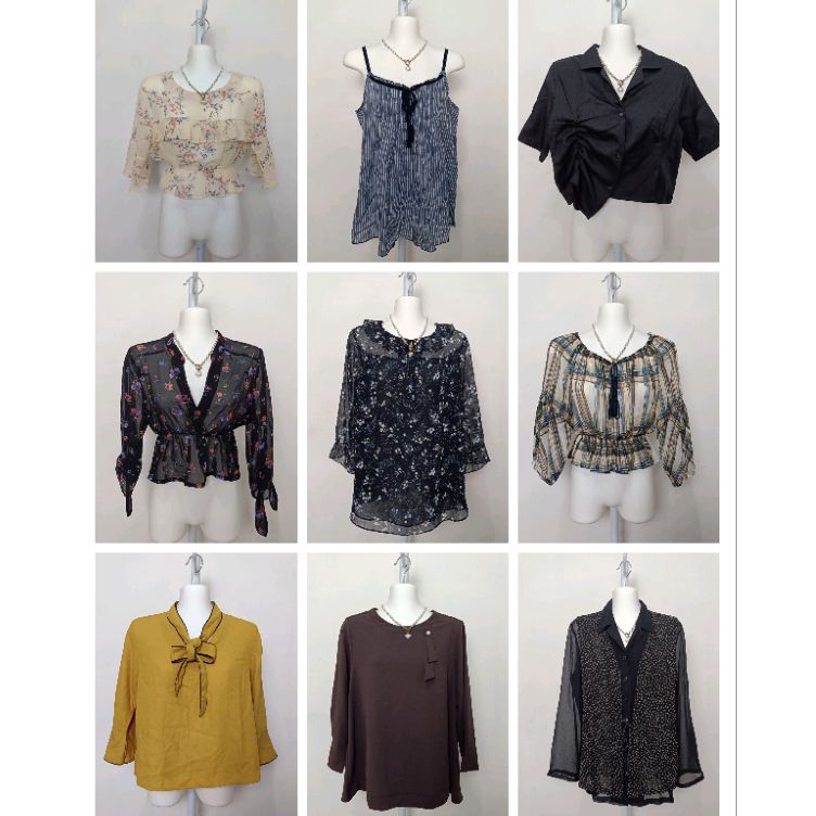 KODE D44L ATASAN BLOUSE WANITA MODERN KEKINIAN CROPTOP TUNIK RAJUT POLOS MOTIF KATUN SIFON LENGAN PA