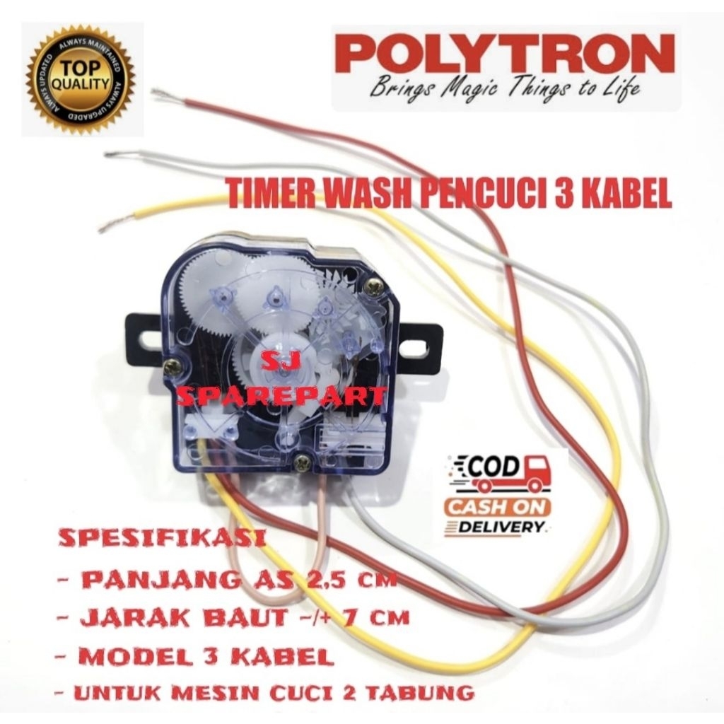 TIMER WASH MESIN CUCI POLYTRON 2 TABUNG 3 KABEL / TIMER MESIN CUCI POLYTRON